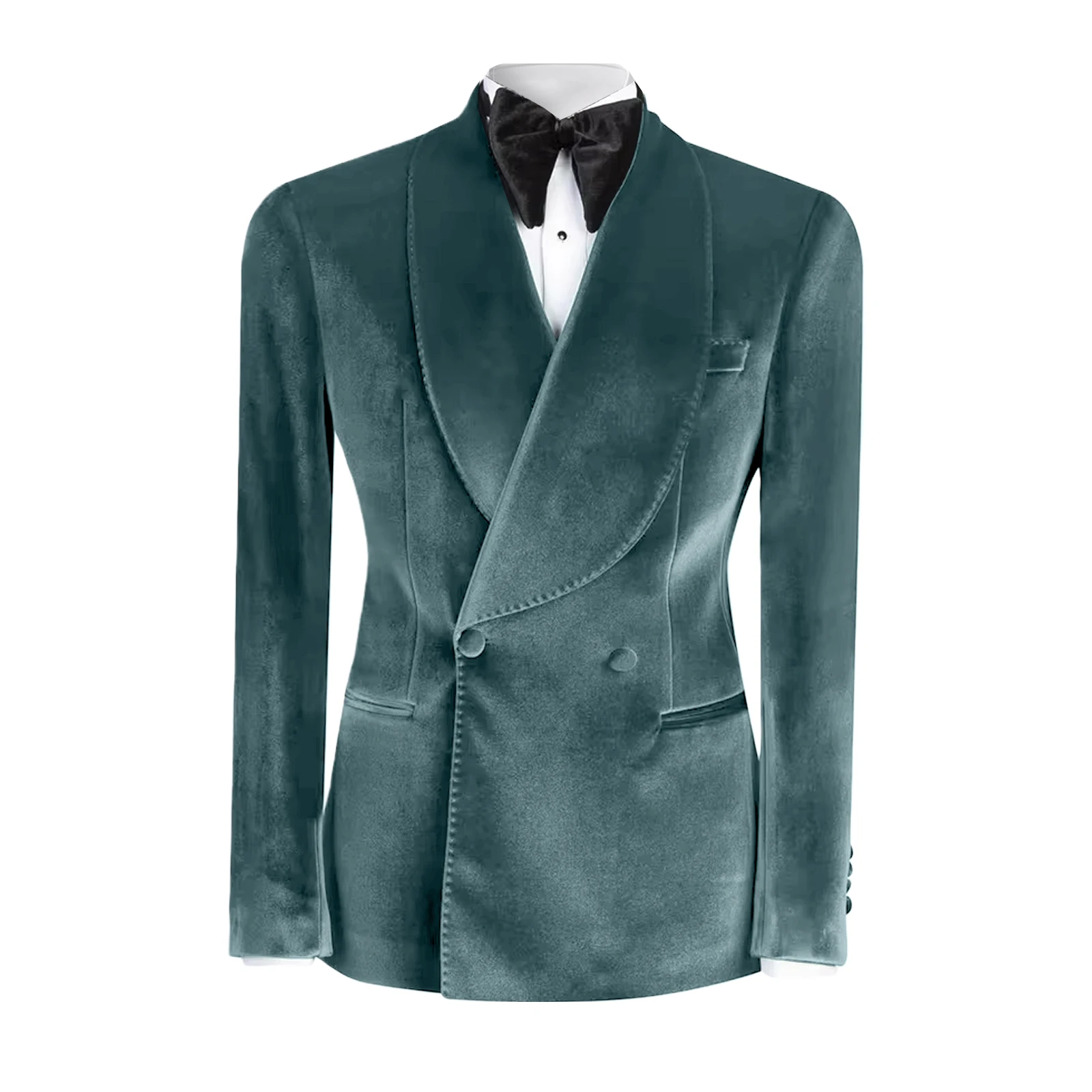 

Formal Velvet Men's Suits Blazer Double Breasted Jacket 1 Piece Elegant Slim Fit Male Clothing Wedding Men Business Casual Coats