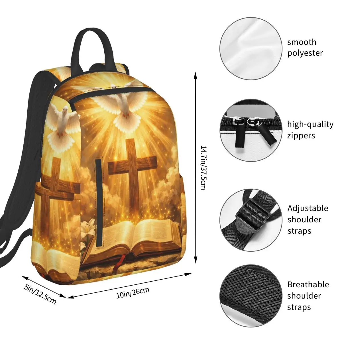 The Cross And The Bible Religion Backpack Student BookBag Children School Bag Computer Shoulder Bags Men Women