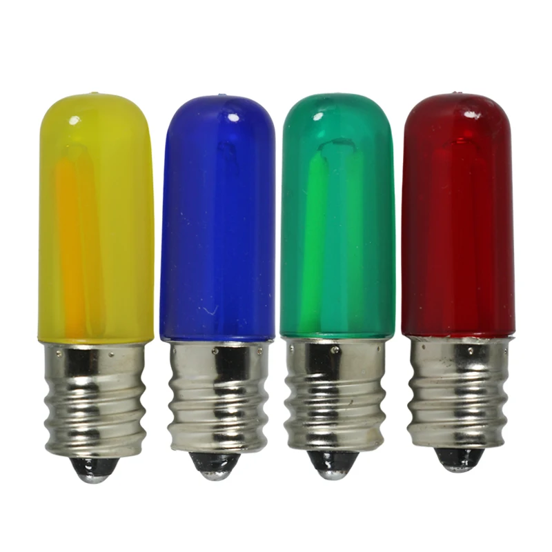 Mini LED Filament Bulb E12 12V 220V 110V 2W T15 Multicolor Plastic Light Shatterproof RGB Color Replacement Lamp for Party Decor
