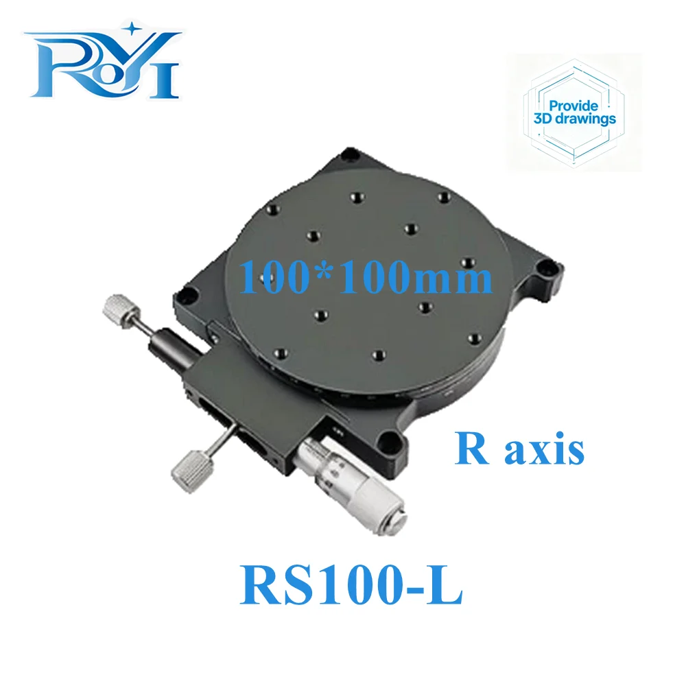 R Axis RS100-L/R 100mm Manual Rotary Stage 360 Degree High Precision Optical Angle Adjustment Micrometer Rotary Slide Platform