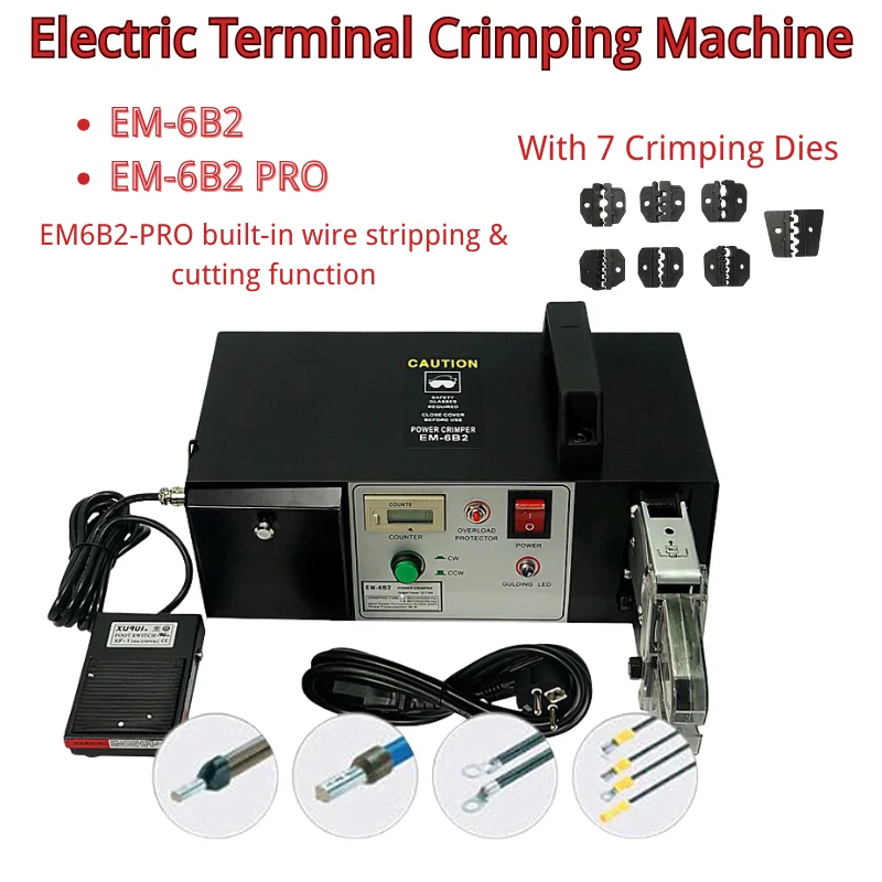 LY EM6B2 PRO Electric Terminal Crimping Machine Can Crimp Various Terminals Equipped with 7 Crimping Dies 220V 110V