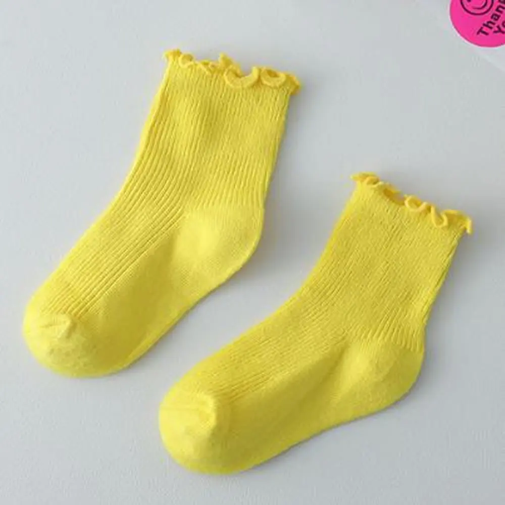 Children's socks combed cotton solid color baby socks wholesale girl socks candy lace socks in spring and summer.