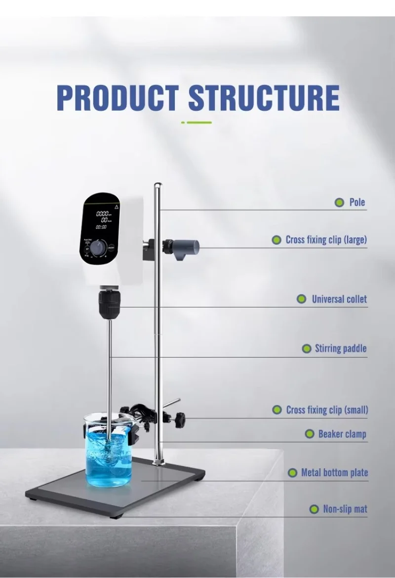 WEIAI Digital Laboratory Overhead Stirrer 2000rpm Electric Lab Mixer for Asphalt Chemical High Viscosity Liquid Stirring Machine - view 6