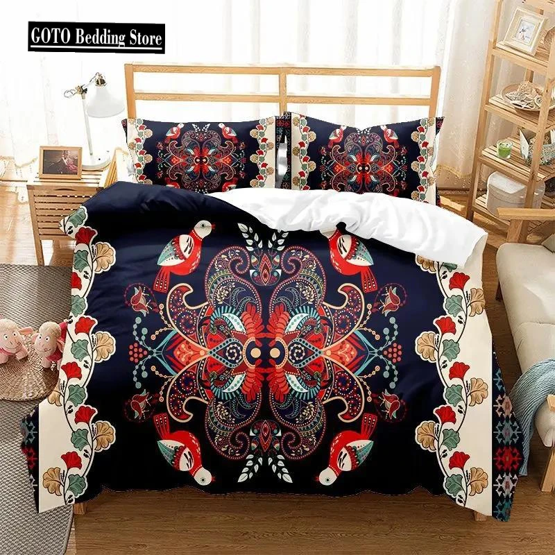 

Bed Comforters Free Shipping ,Luxury 2/3 Piece Set Duvet Cover Set European Style Boho Flower 2 People Winter Bed Duvet Cover