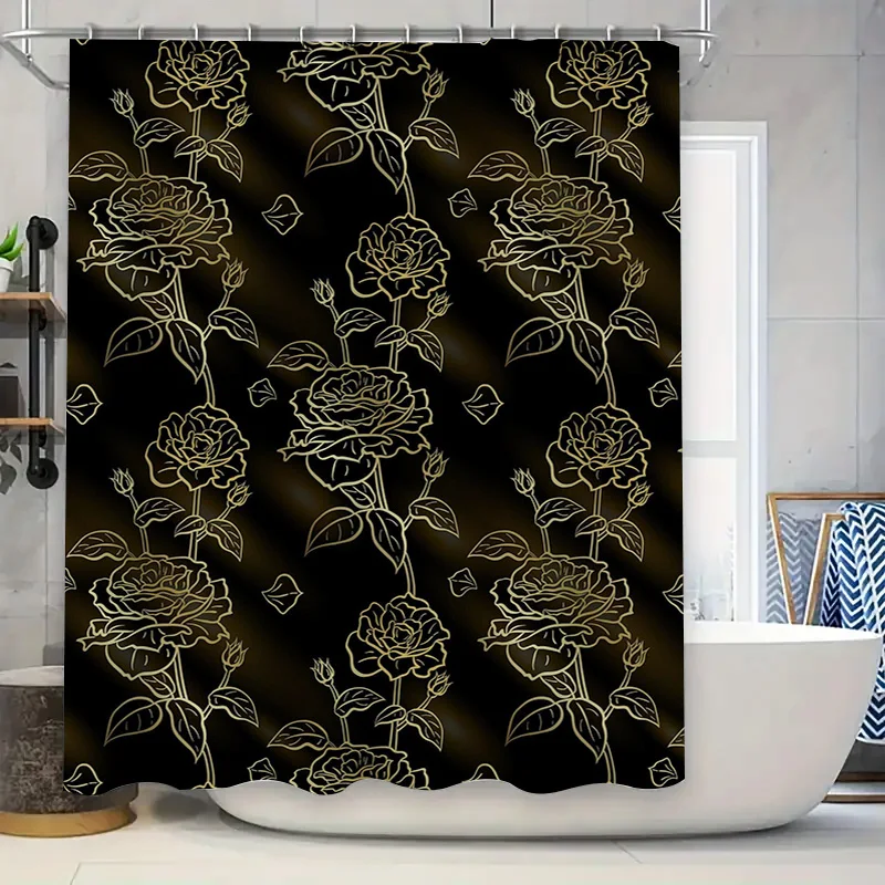 

Luxury Floral Shower Curtain Waterproof Bathroom Decorative Fabric 3D Printing Print Customizable Size For Home Decoration