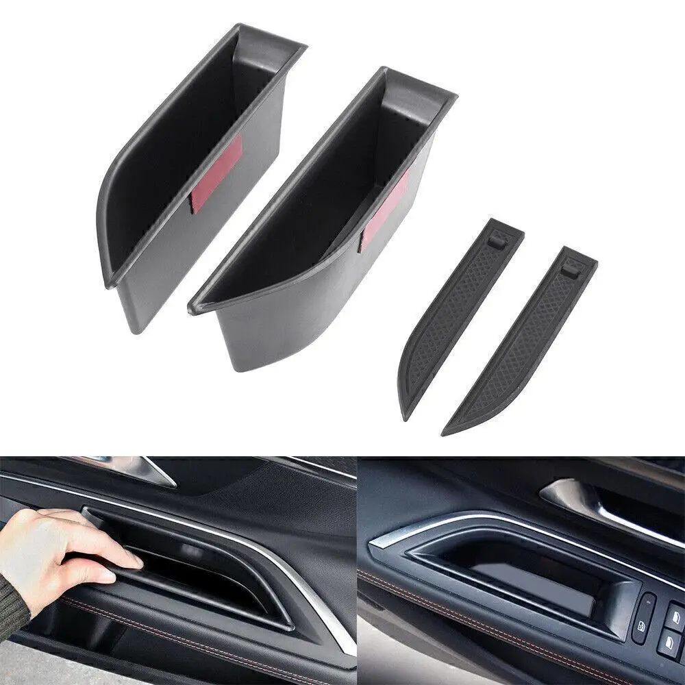 Car Door Handle Tray Storage Box Car Front Inside Car Door Storage Pallet Armrest Container For Peugeot 3008 3008GT 2016-2020