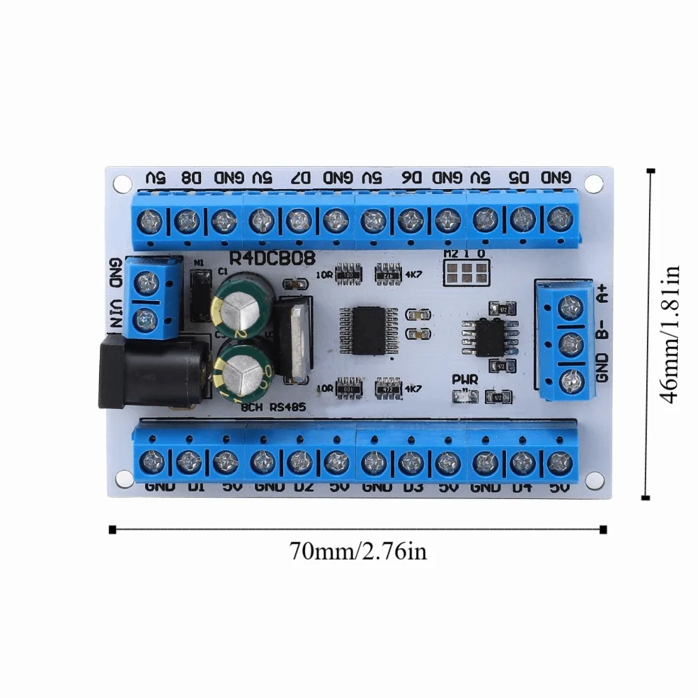 DC6-24V RS485 وحدة الاستشعار DS18B20 8-قناة 8-13MA R4DCB08 مجلس وحدة استشعار درجة الحرارة الرقمية