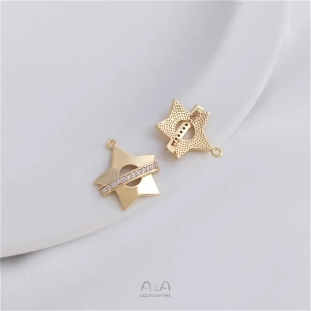 14K Gold-plated Micro-inlaid Zircon Moon Pendant Five-pointed Moon Pendant Diy Bracelet Necklace Jewelry Charms Pendant K378