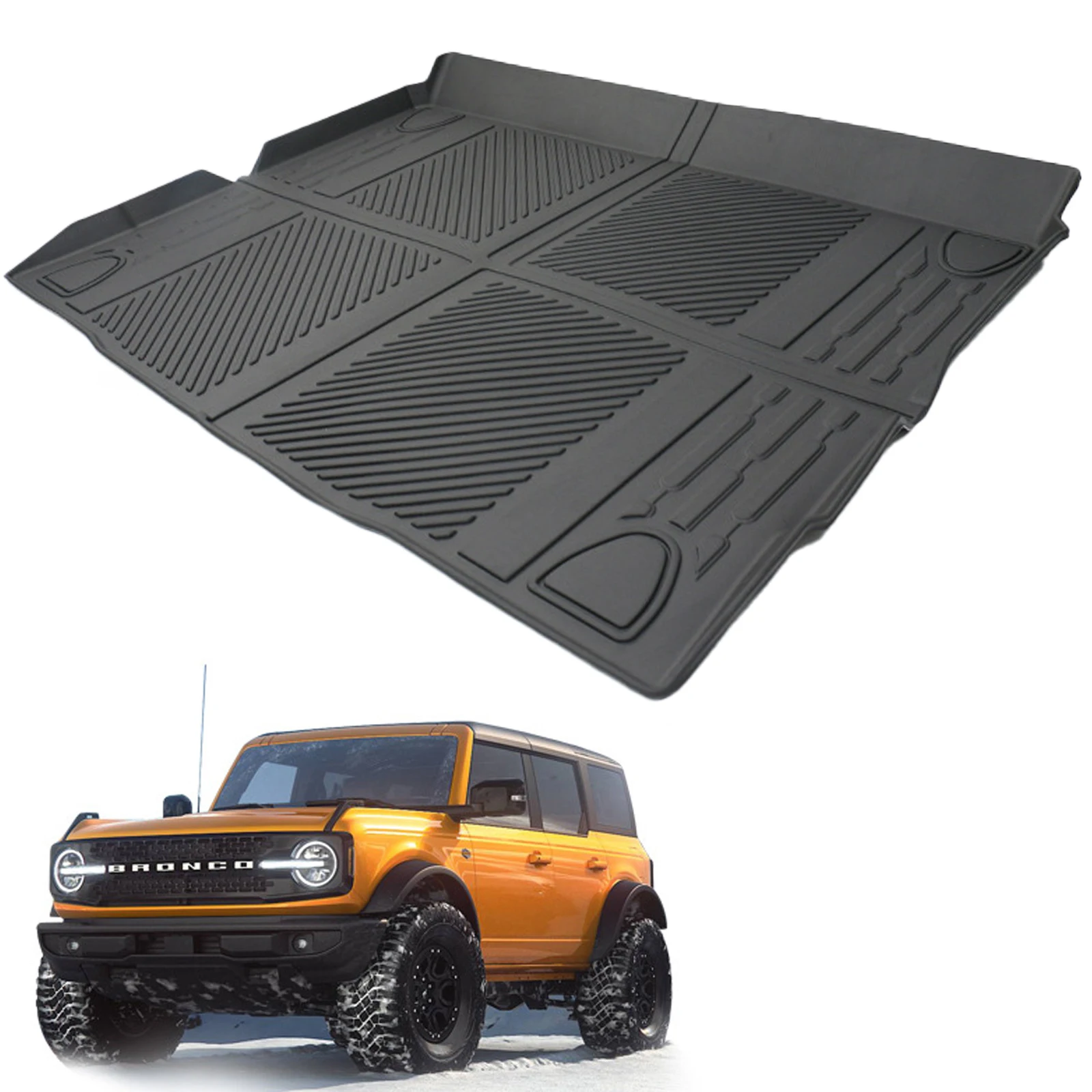 

Black Cargo Liner Trunk Mat Compatible For Ford Bronco Accessories U725 4 Door 2021 2022 2023 TPE Tray Floor Cargo Tray