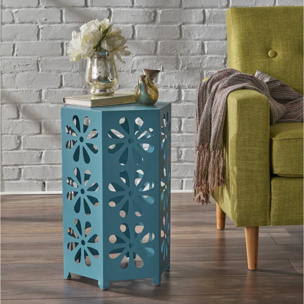 

14" Side Table Outdoor Furniture Flower Cut Out Designs Tables