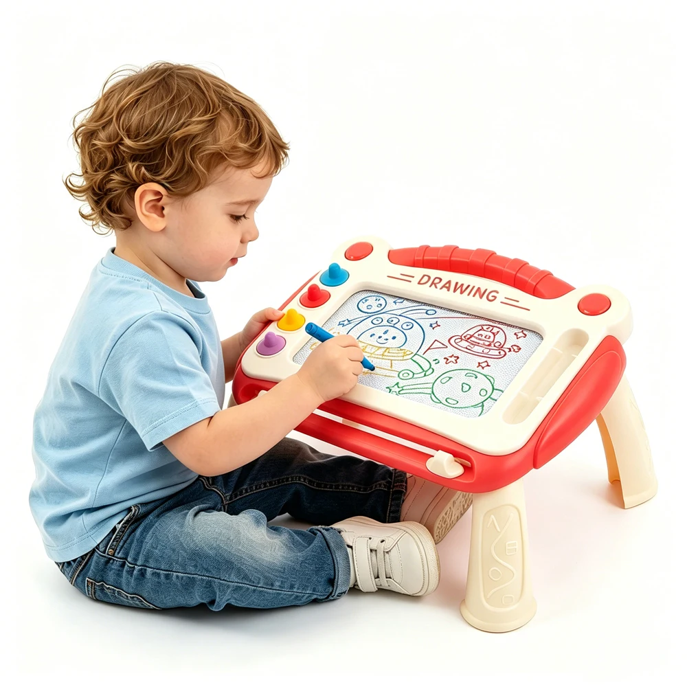 2 In 1 Colorful Magnetic Drawing Table for Kids, Erasable Doodle Sketch Pad with Pen, Educational Early Learning Toy for Toddler