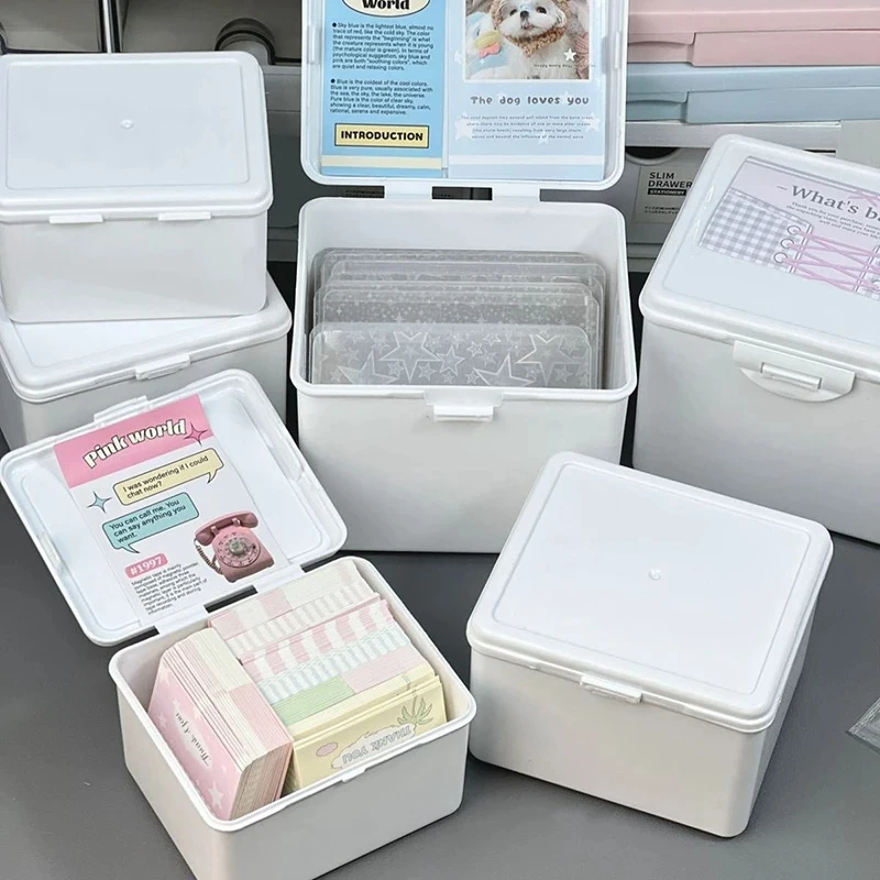 Kpop Card Storage Box Plastic Small Card Storage Box Idol Albumes Storage Container Dustproof Jewelry Collection Organizer