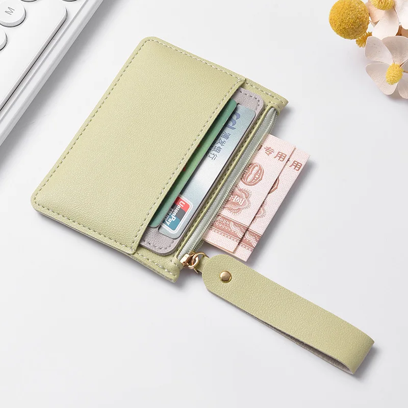 Slim Ultra Thin PU Multi Card Slots Card Holder Wallet Women Korean Zipper Coin Purse Id Cards Bag Card Case