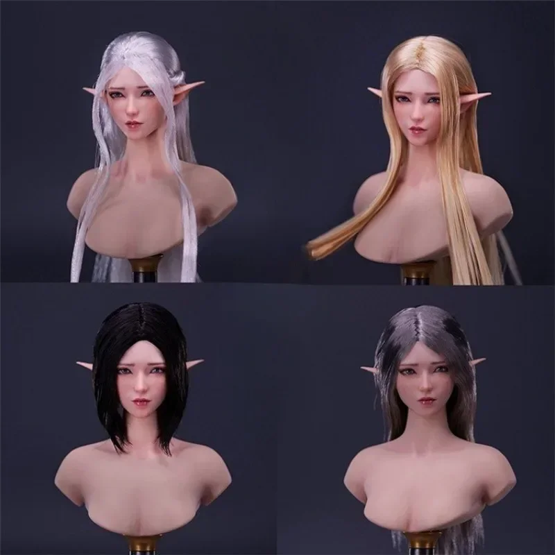 YMTOYS 1/6 Scale Female Twin Elf Head Carving Warmth Hair Transplant Head Carving YMT053 Model Fit 12'' Girl Action Figure Body