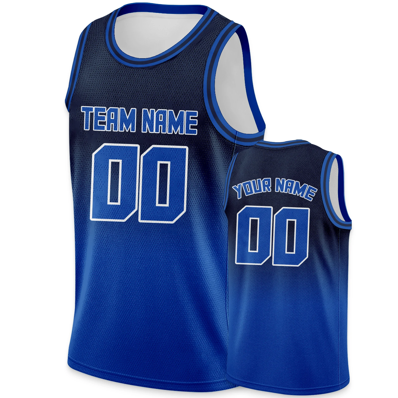 Custom Basketball Jersey Blue Gradient Personalized Printed Name Number Logo Team Shirt for Men Women Youth Kids Fans Gift