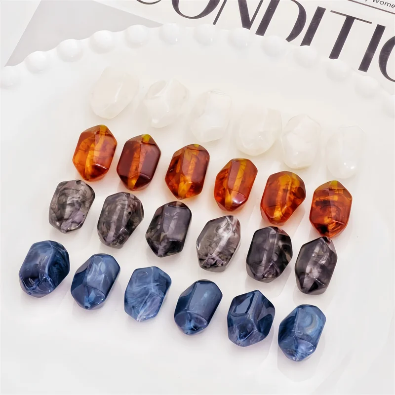 

New style 50pcs/lot color print geometry irregular rectangle shape resin straight hole beads diy jewelry accessory