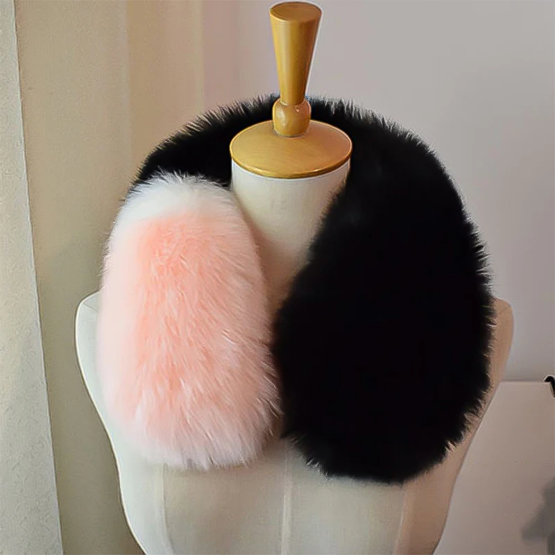 Imitation Fox Fur Shawl Scarf for Women Winter Detachable Neck Warmer Wrap Scarves Female Thick Warm Plush Collar Scarf