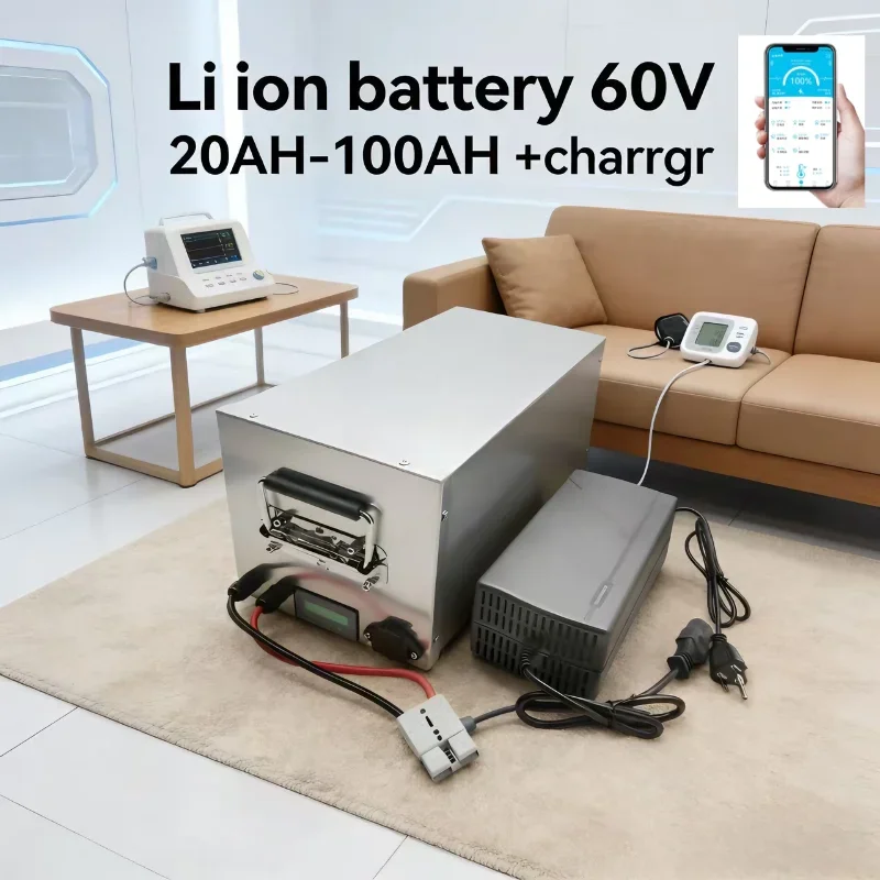 

Литиевая батарея высокой емкости 60В 40/50/60/80/100Ач | Индивидуальная мощность 3000 Вт для скутеров, электровелосипедов и мотоциклов | Быстрая зарядка 10А