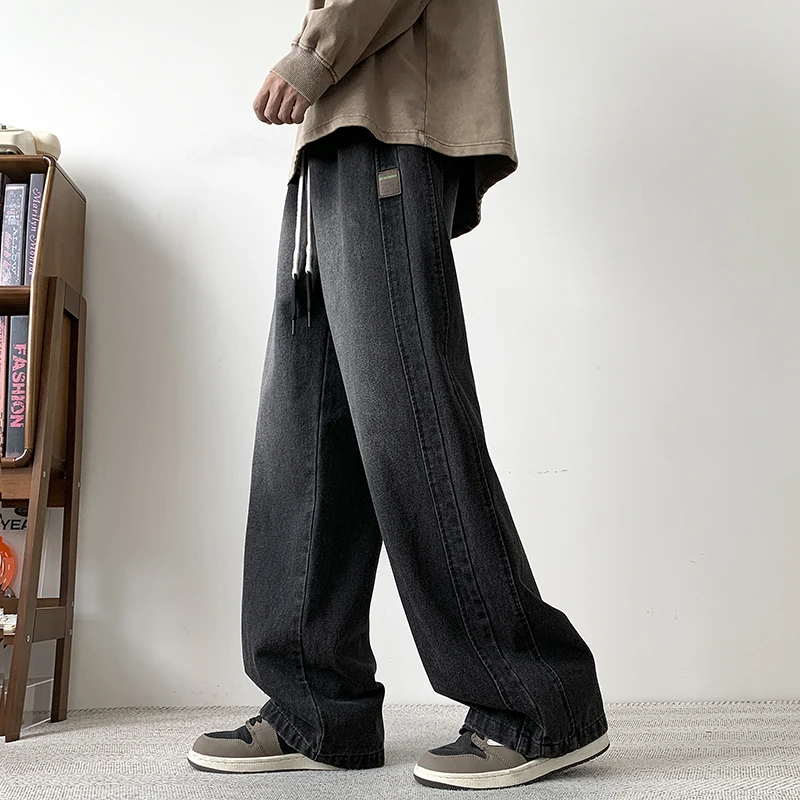 2026 Spring Jeans for College Student American Street Trendy Retro Washable Loose Casual Straight Leg Wide Leg Jeans