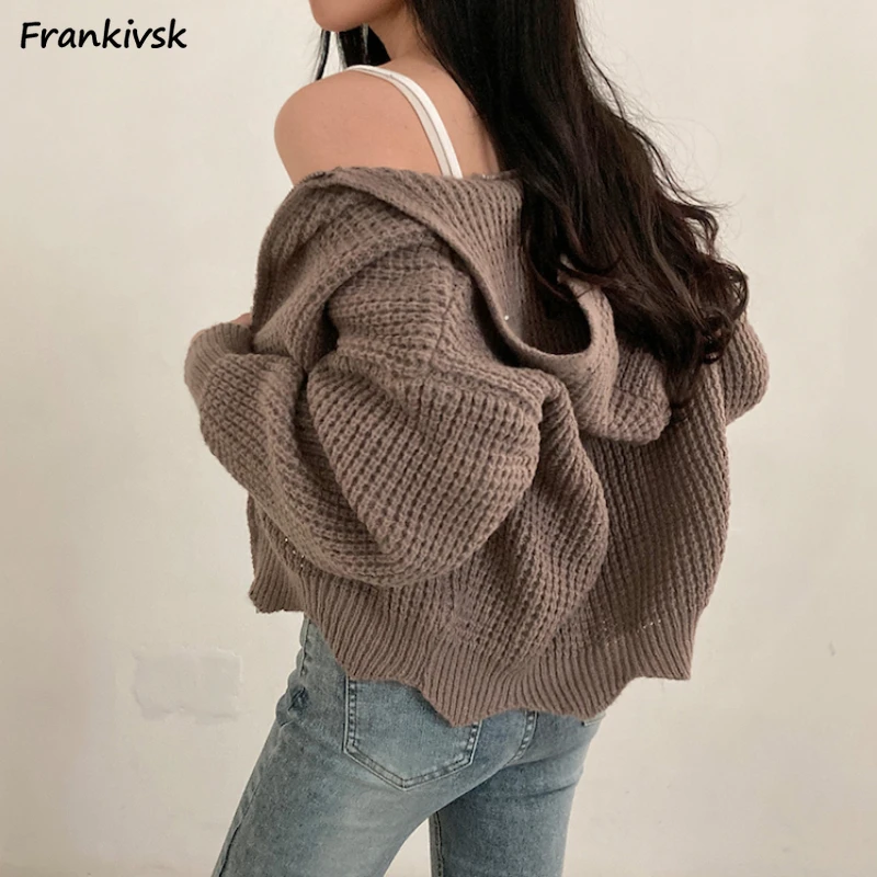 

4 Colors Cardigans Women Cozy Hooded Spring Fashion Basic Zipper-design All-match Cropped Clothing Daily Korean Newest Elegant