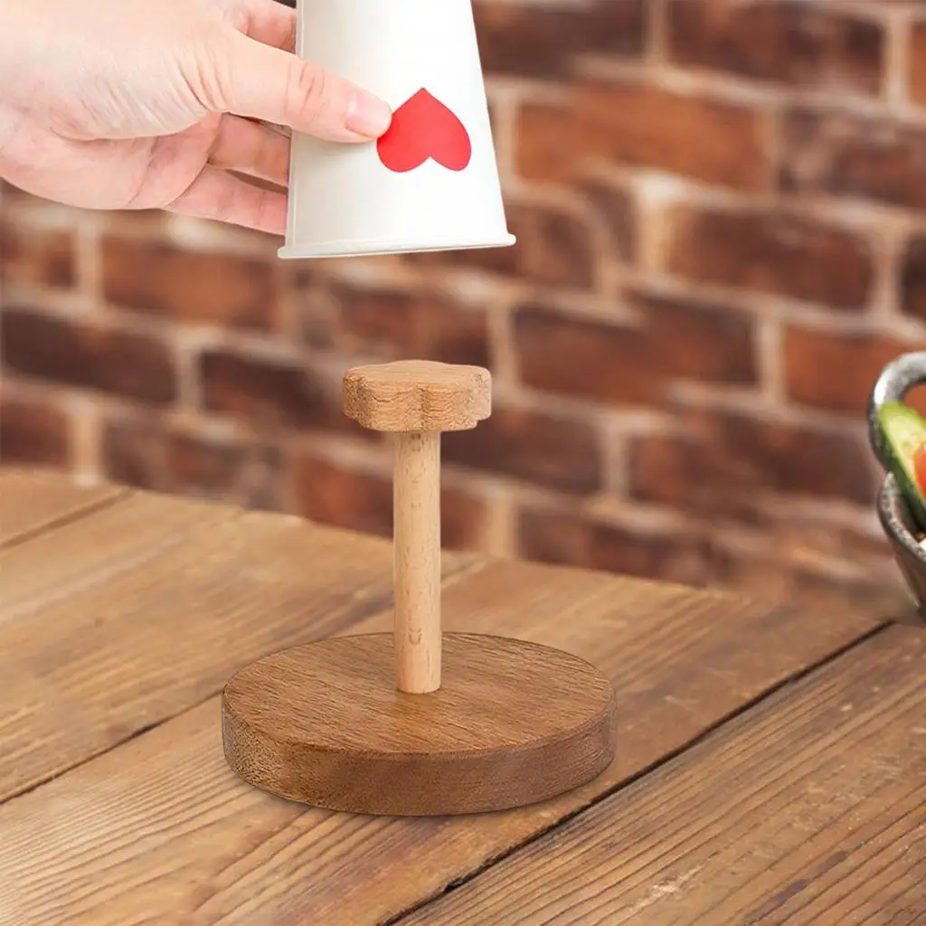 

Wooden Cup Holder Cup Dispenser Stability Countertop Drink Mug Organizer for Bathroom Desk Cafeteria Bedside Coffee Bar