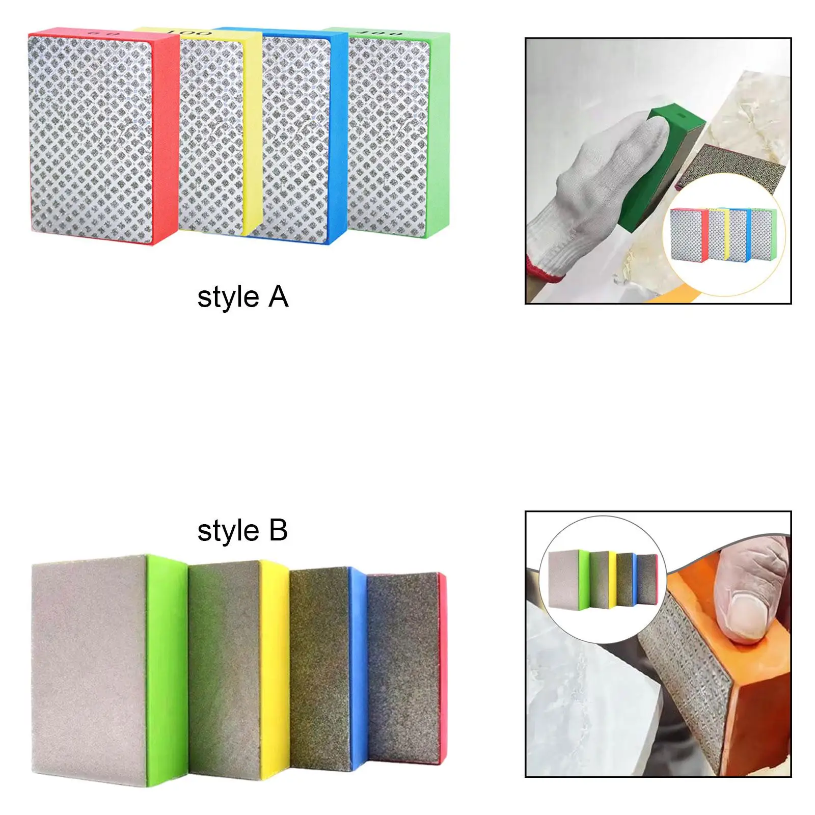

4 Pieces Sanding Blocks Easy to Use Portable Durability 60 100 200 400 Grit Reusable Practical Wear Resistant Sandpaper Blocks