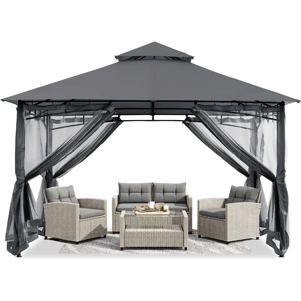 

Gazebos for Patios 8x8 - Outdoor Steel Frame Gazebo with Mosquito Netting for Lawn Backyard Garden Deck (Dark Gray)