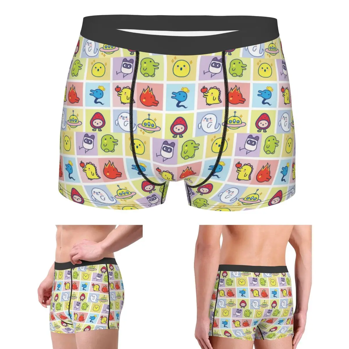 

Трусы-боксеры, шорты, трусы с коллажем персонажей Тамагочи, мужское вентилируемое нижнее белье для мужчин, подарок бойфренду