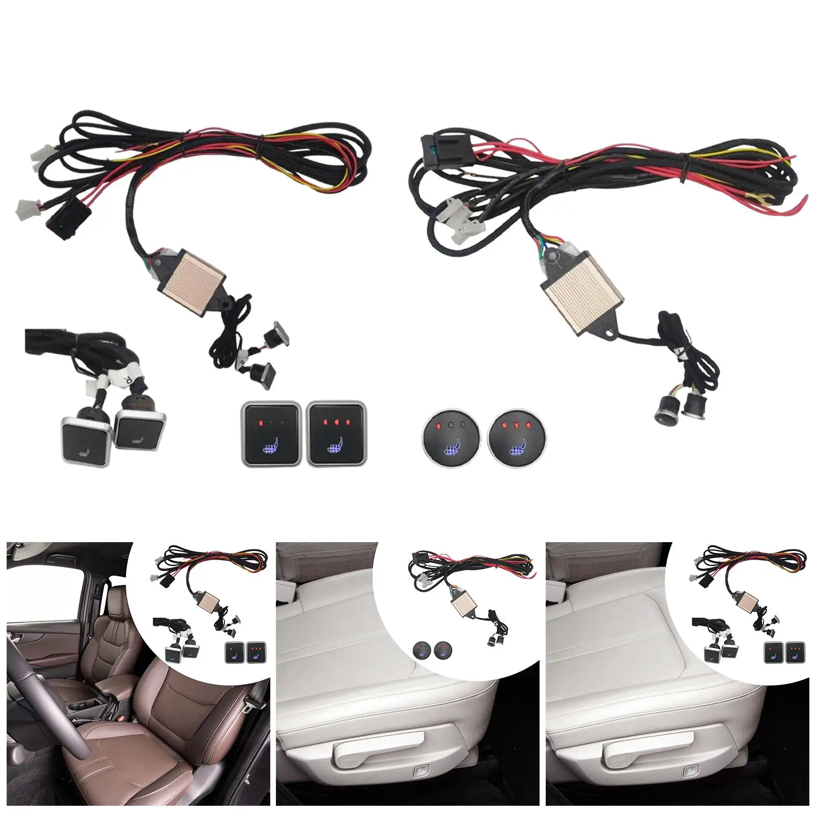 

Car Seat Heater Switch, Reliable Universal Three Gear Heated Seat Cushion Switch, Seat Heating Pad Switch, Heated Seat Switch
