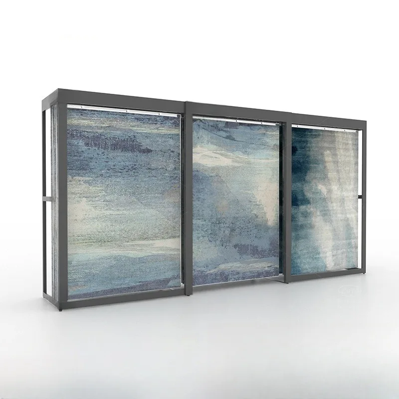Customizable Modern Metal Quartz Stand Push-Pull Sliding Horizontal Ceramic Tile Display Racks Water Resistant for Showroom