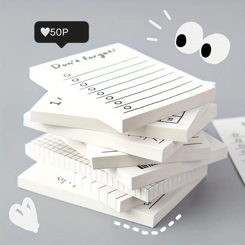 Journamm-Simplicity Cute Styles Memo Pad, Scrapbooking Decoration, Office Supplies, Creative Stationery Planner, Sticky Notes,