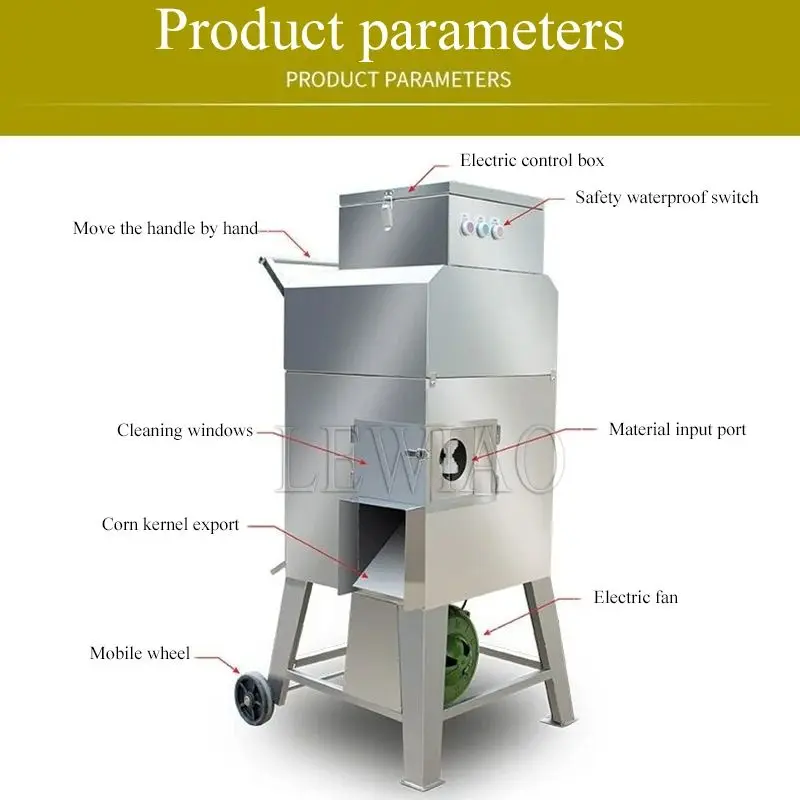 Elektrische Zoete Maïs Dorsmachine Staal Maïs Beschietingen Apparatuur Geautomatiseerde Aparte Maïs Deeltjes Machine