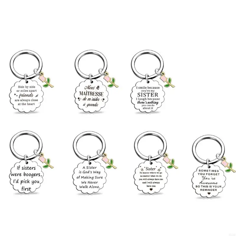 HX6F Stainless Steel Polished Keychain for Celebrating Sisterhood Friendship Keyring Ornament for Birthdays and Anniversaries