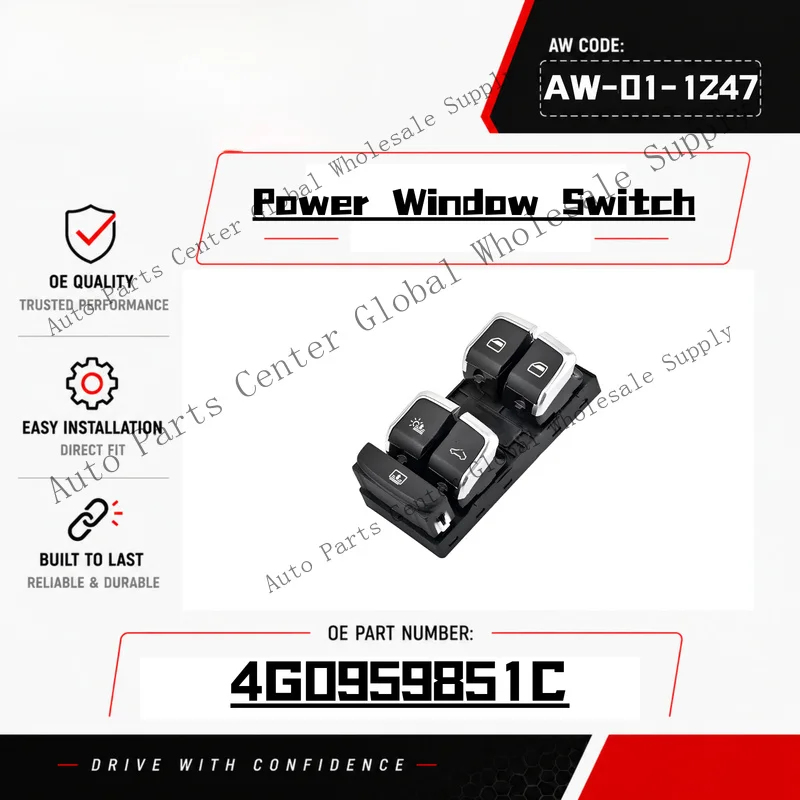 L+ Chrome Plated Master Power Window Switch for Audi A6 C7 4G0 959 851C