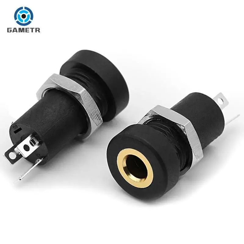 1Pcs PJ392A 3.5MM Audio Jack Socket 3 Pole Black Stereo Solder Panel Mount Three Or Four Feet With Internal Screw Thread