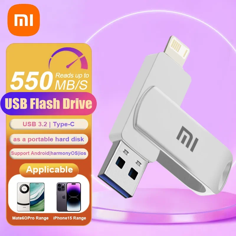 

Xiaomi USB Flash Drive 2TB 1TB Pendrive USB 3.1 Type-C Interface Mobile Phone Computer Mutual Transmission Portable Pen Drive