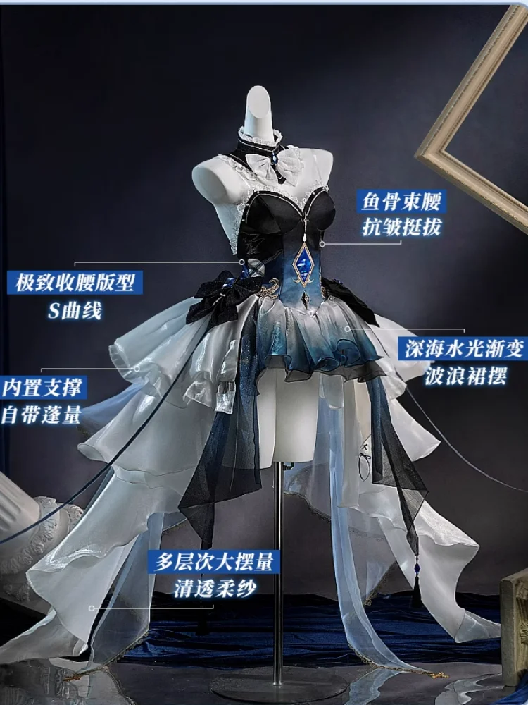 Furina 코스프레 게임 Genshin Impact Anime 여성 우아한 드레스 역할 놀이 의류 카니발 코믹 콘 파티 정장 사전 판매