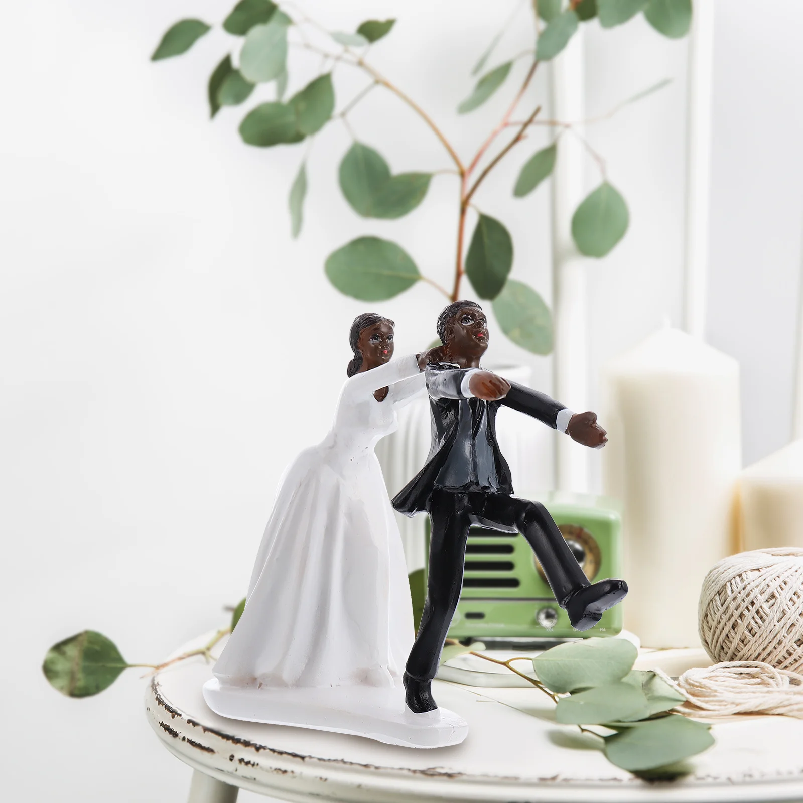 1 قطعة الجلد الأسود العريس الراتنج كعكة توبر حفل زفاف الديكور الزينة الزفاف الحلوى توبر لديكور كعكة الزفاف #3