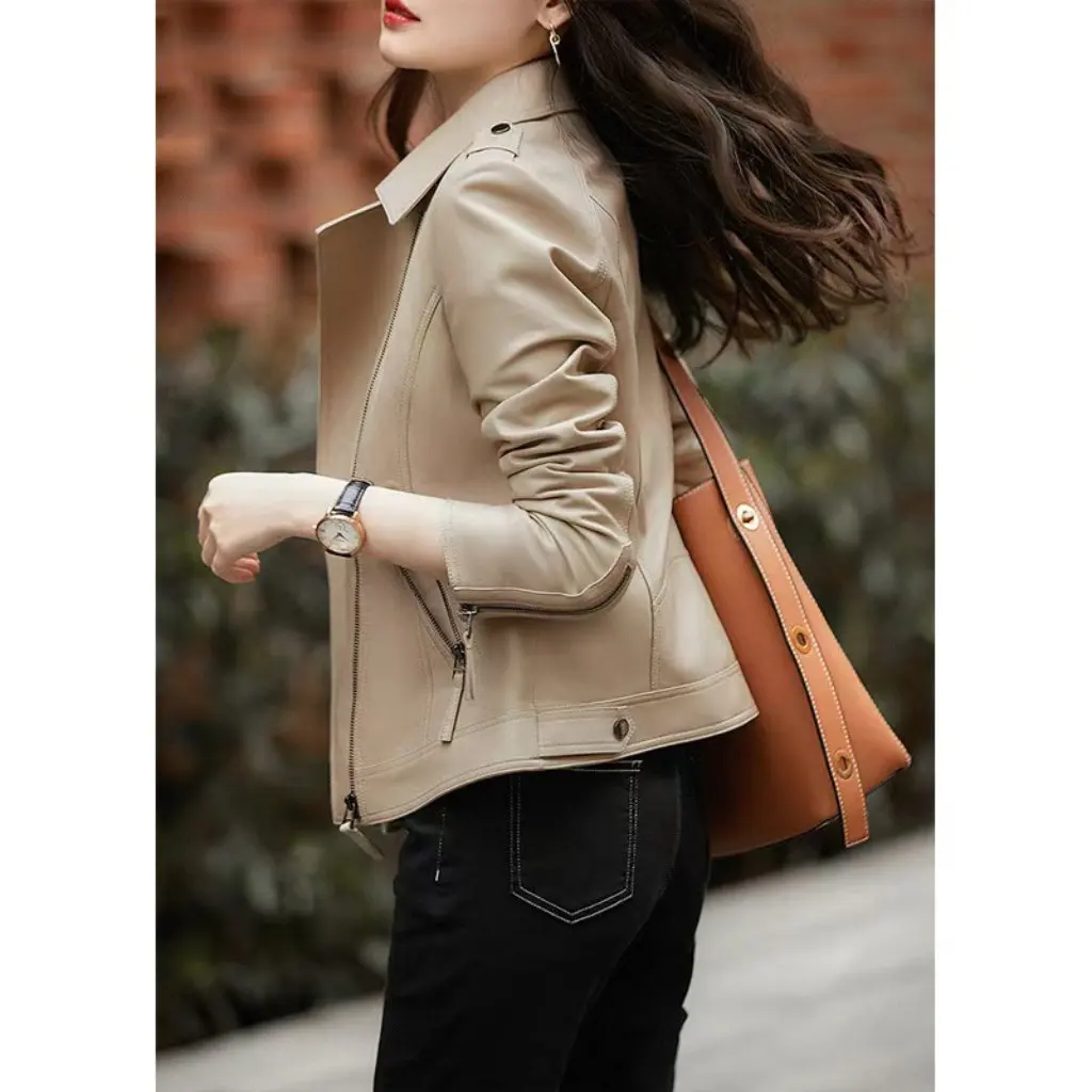 하이닝 공장 직영 양가죽 긴 소매 슬림 핏 패션 코트 젊은 기관차 스타일