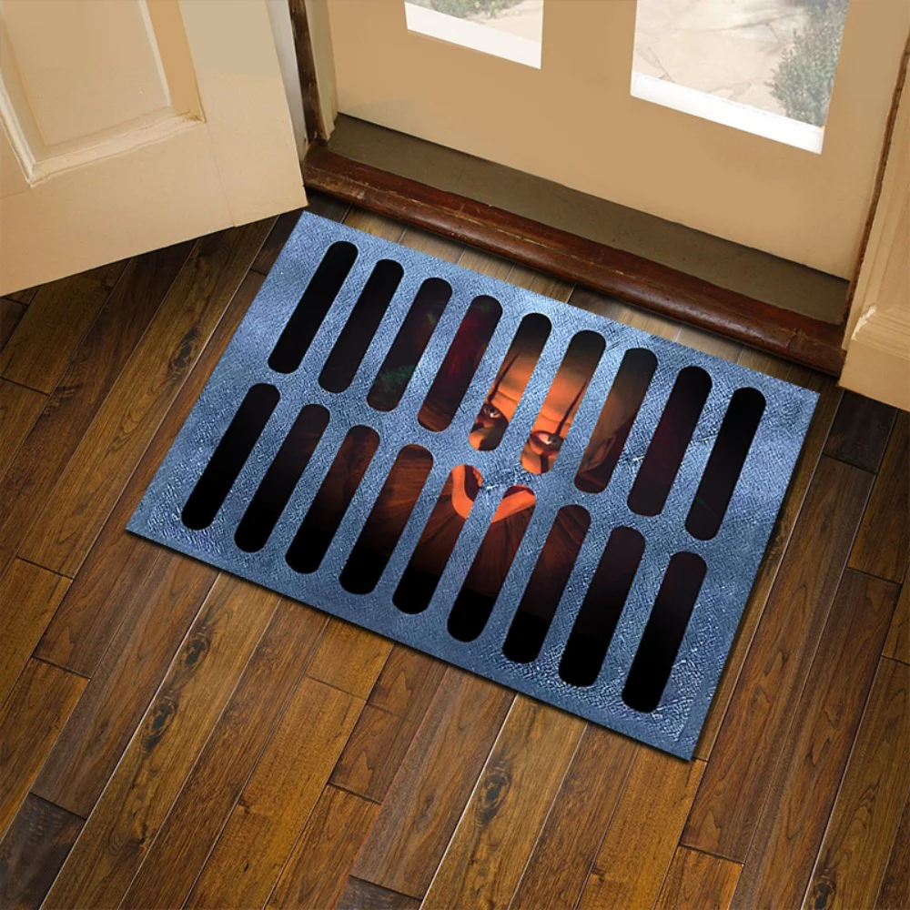 

Halloween 3D Illusion Horror Clown Doormat Decorative carpet Home Party Decoration Clown Drain Doormat