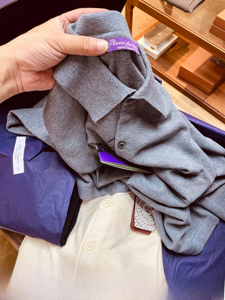 

Gold Ratio Silk Wool Knitted irt Cardigan Men's Faion Autumn Clothing Casual Sle Long Sve Breathable Warmth