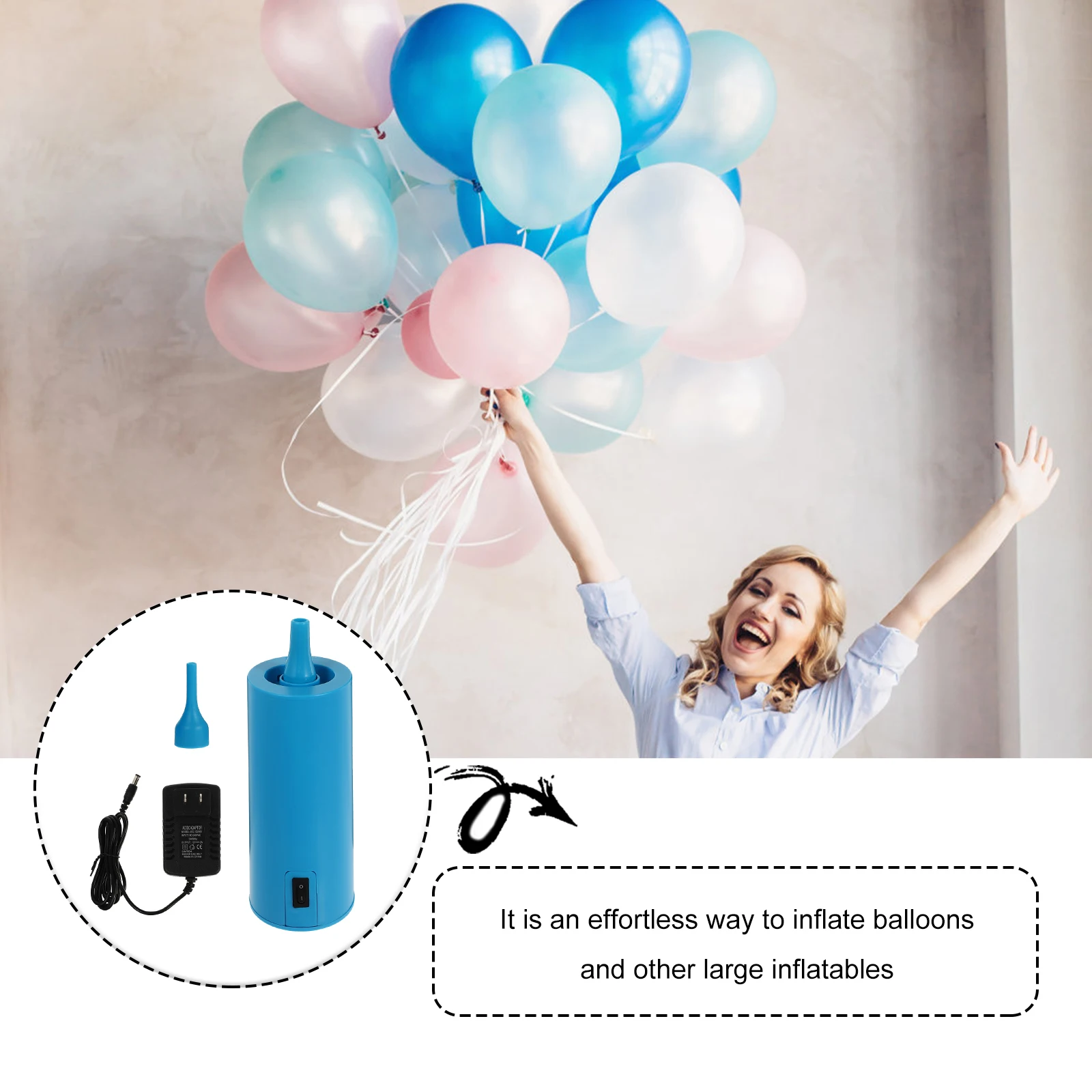 

Balloon Pump Air Inflator Dual Nozzle ABS Lightweight Sound Insulation Party Supplies Balloons Inflatables