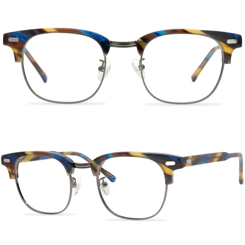 American Punk Style Glasses Frame New York Fashion Designer Style Tortoiseshell Half Frame Yukel Eyebrow Line Frame