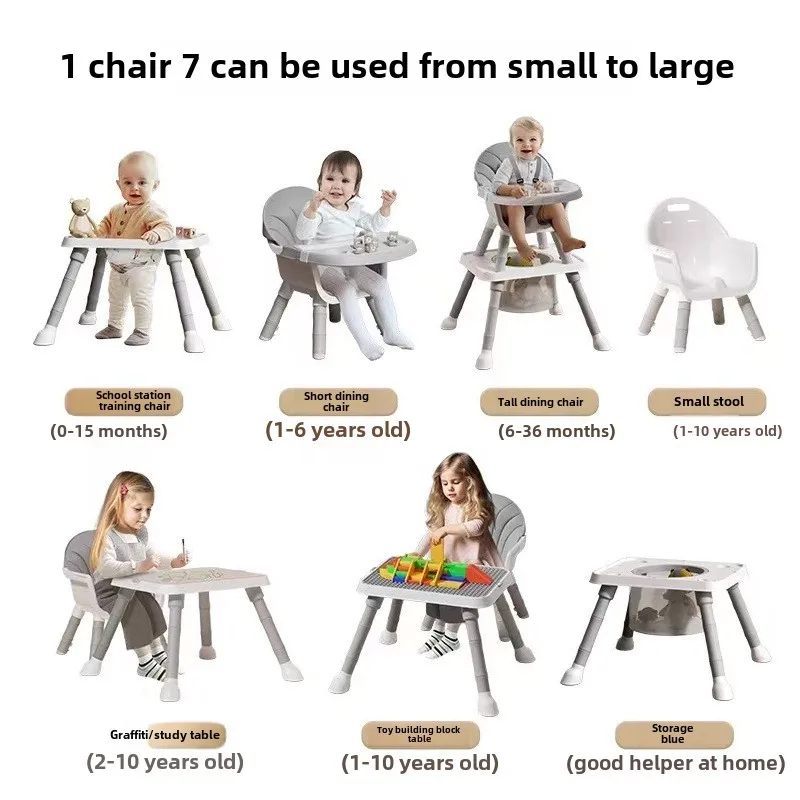 Multifunctional Infant Dining Chair with Detachable Table Building Block Home Use Chair for Children Baby Eating Chair