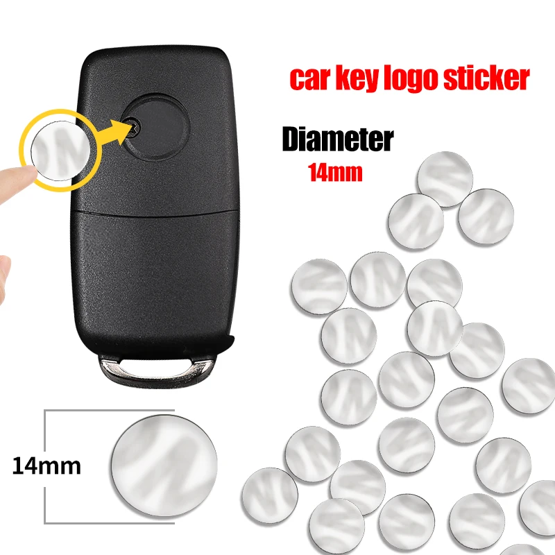 14MM Car Remote Key Sticker Aluminum Emblem Decoration Decal For Bmw Audi VW Mercedes Benz Lexus Land Rover Alfa Romeo Citroen