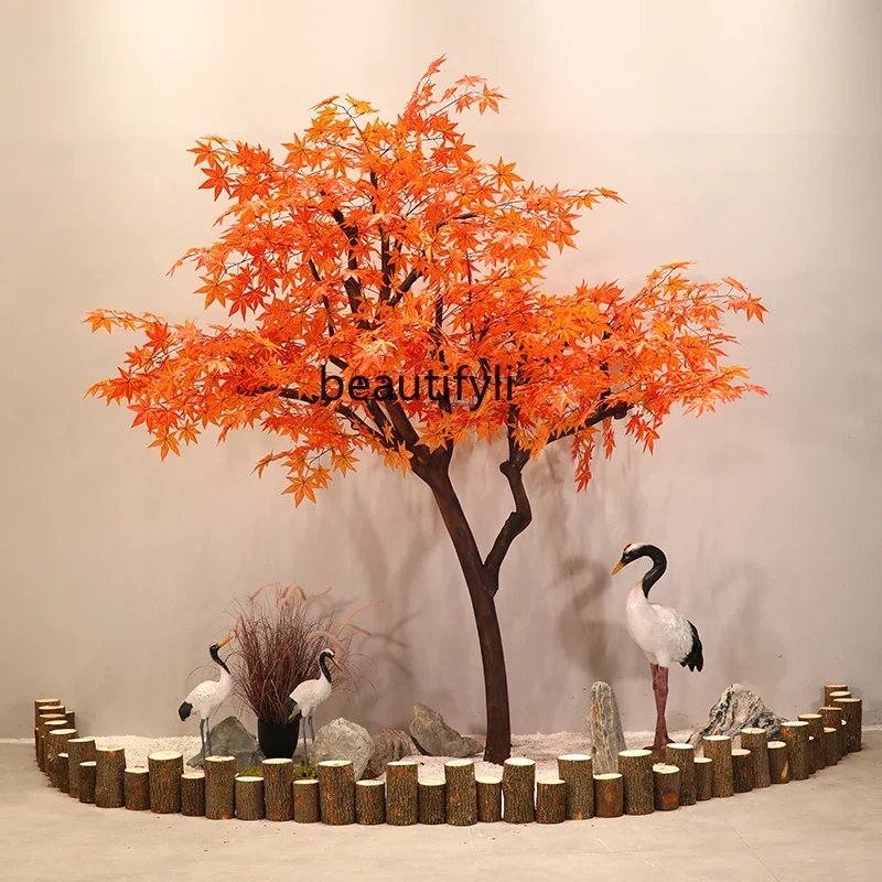 newSimulation Red Maple Fake Hotel Shopping Mall Landscape Decoration Large Tree Shooting Props Treess 7304