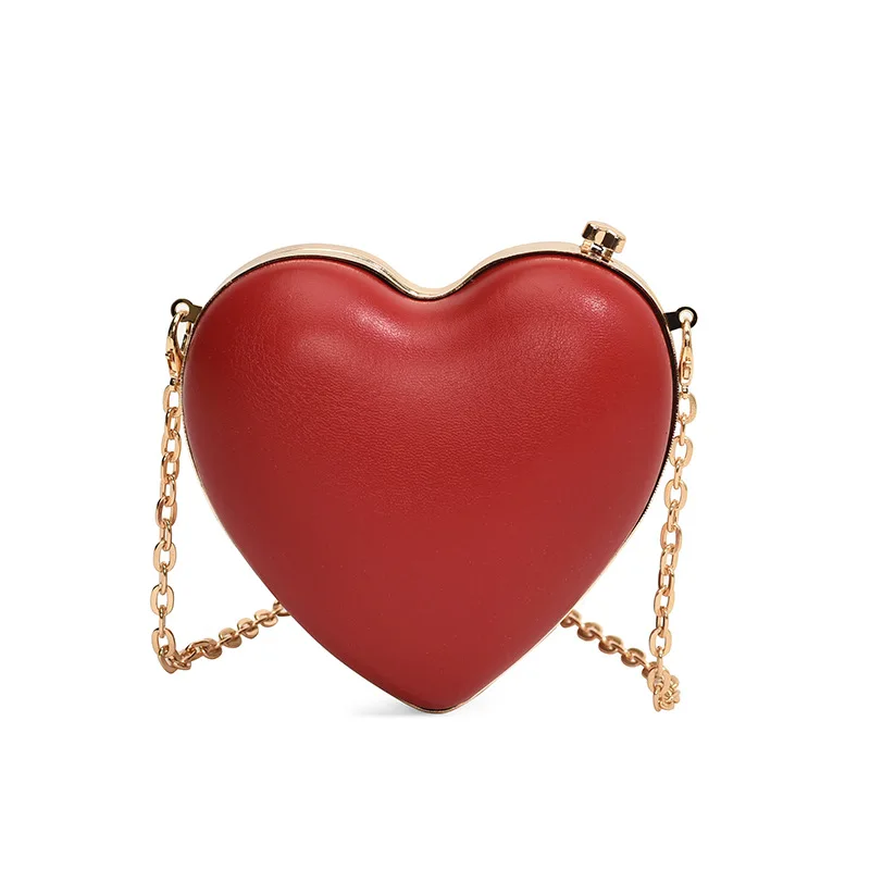 Cute Heart Shaped Small Bag Women\'s Spring/Summer New Fashion Chain Box Bag Single Shoulder Crossbody Bag