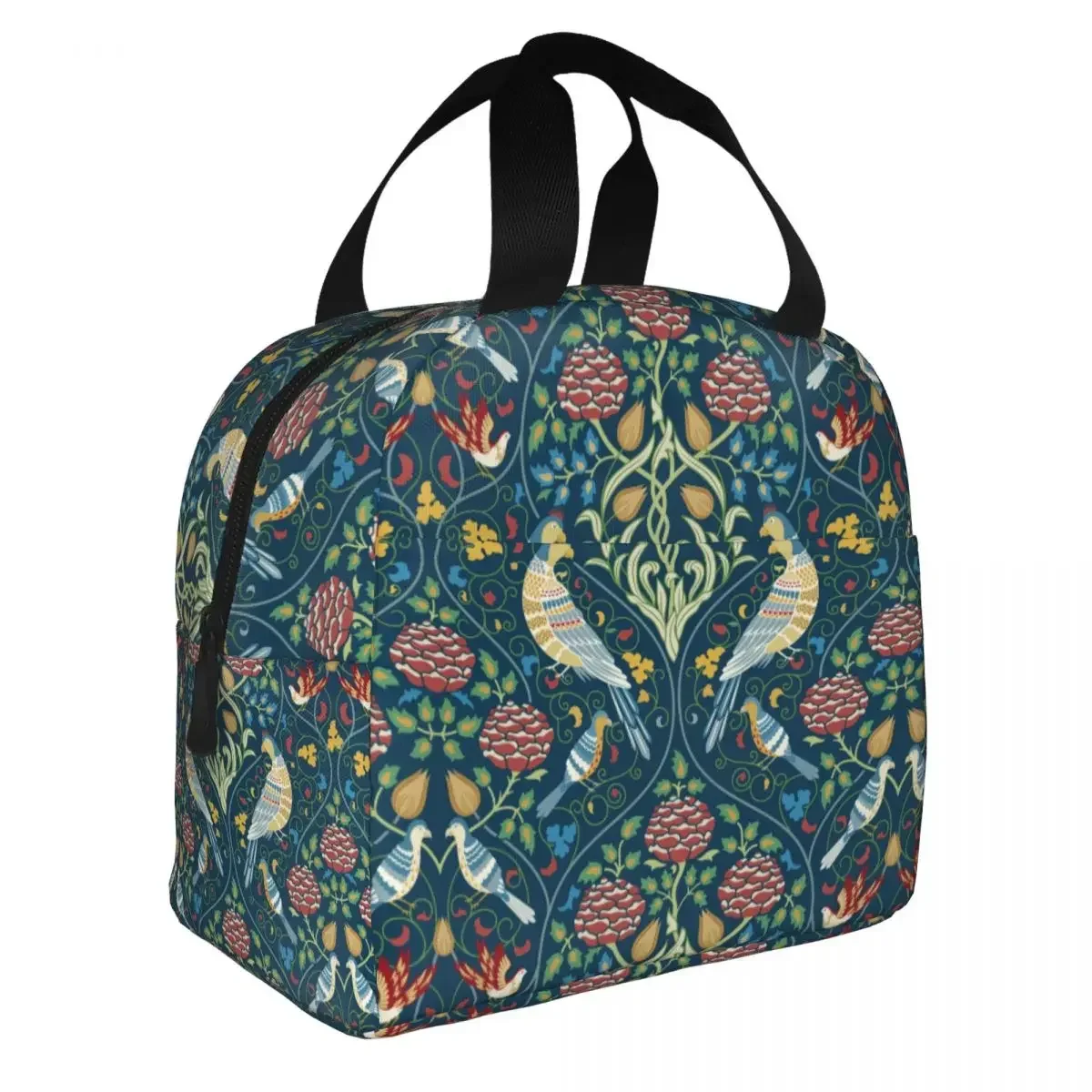 Lunch Bag for Women Kids William Morris Garden Thermal Cooler Portable Picnic School Blue Oxford Lunch Box Food Storage Bags