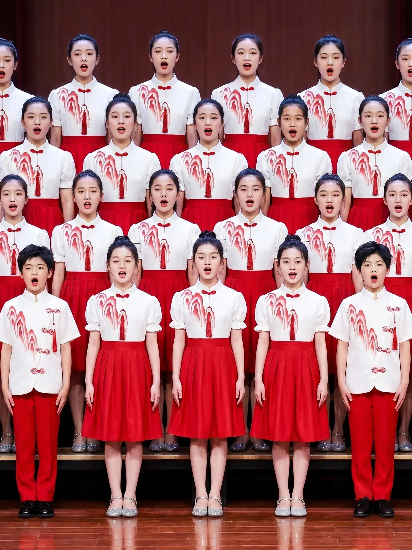 

Red Patriotic Speech Competition Performance Clothes Primary School Style Girls Chorus Recitation Outfit National Costume