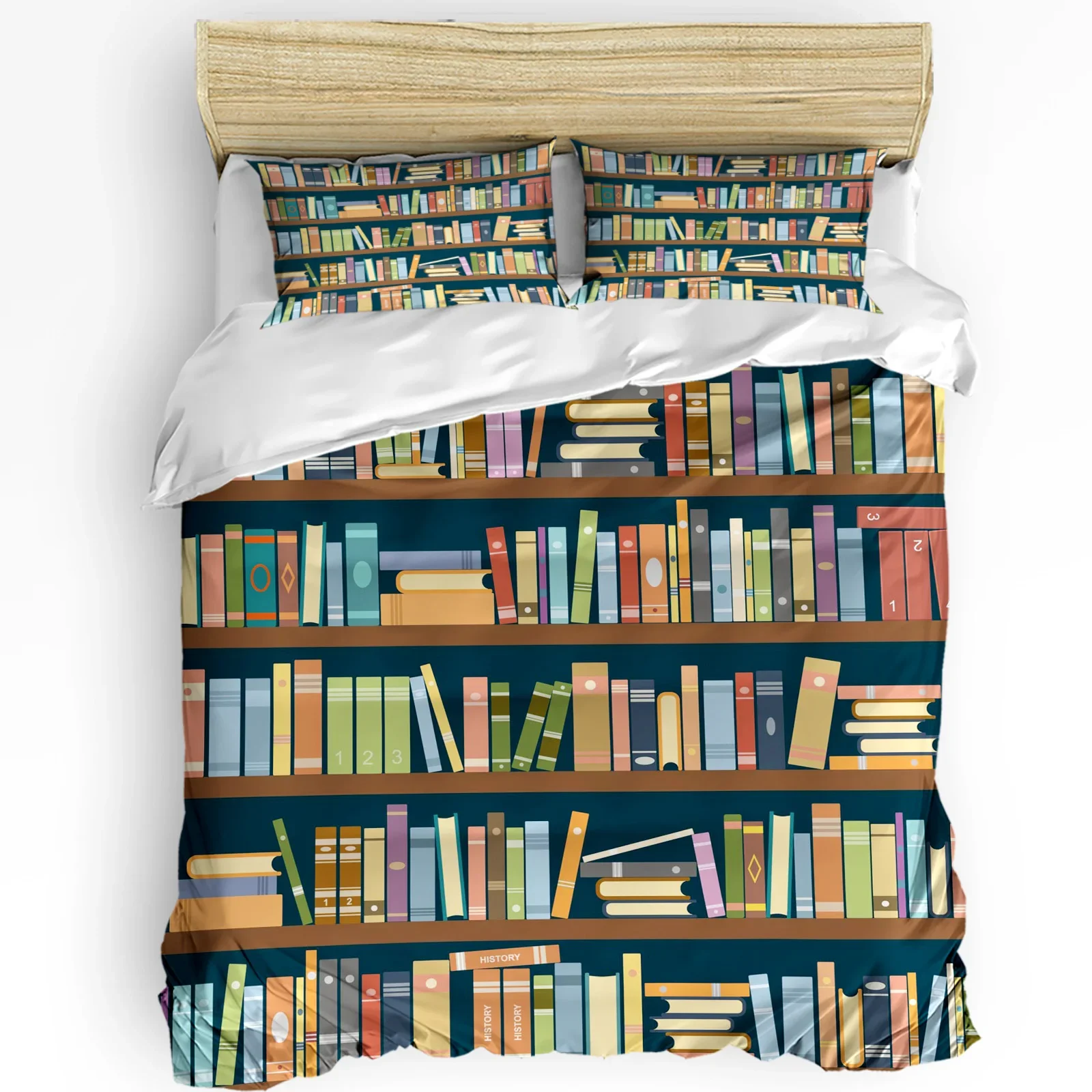 

Bookshelf Library Book Printed Comfort Duvet Cover Pillow Case Home Textile Quilt Cover Boy Kid Teen Girl 3pcs Bedding Set